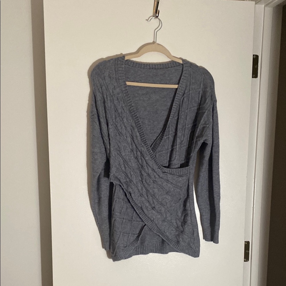 Gray Cable Knit Women's Sweater